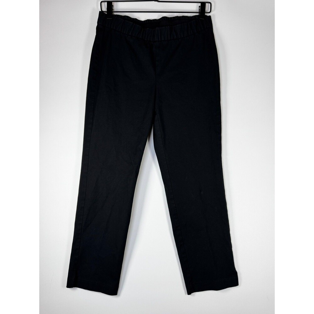 Eileen Fisher Pull On Pants Small Petite Black Organic Cotton Stretch‎ Comfort